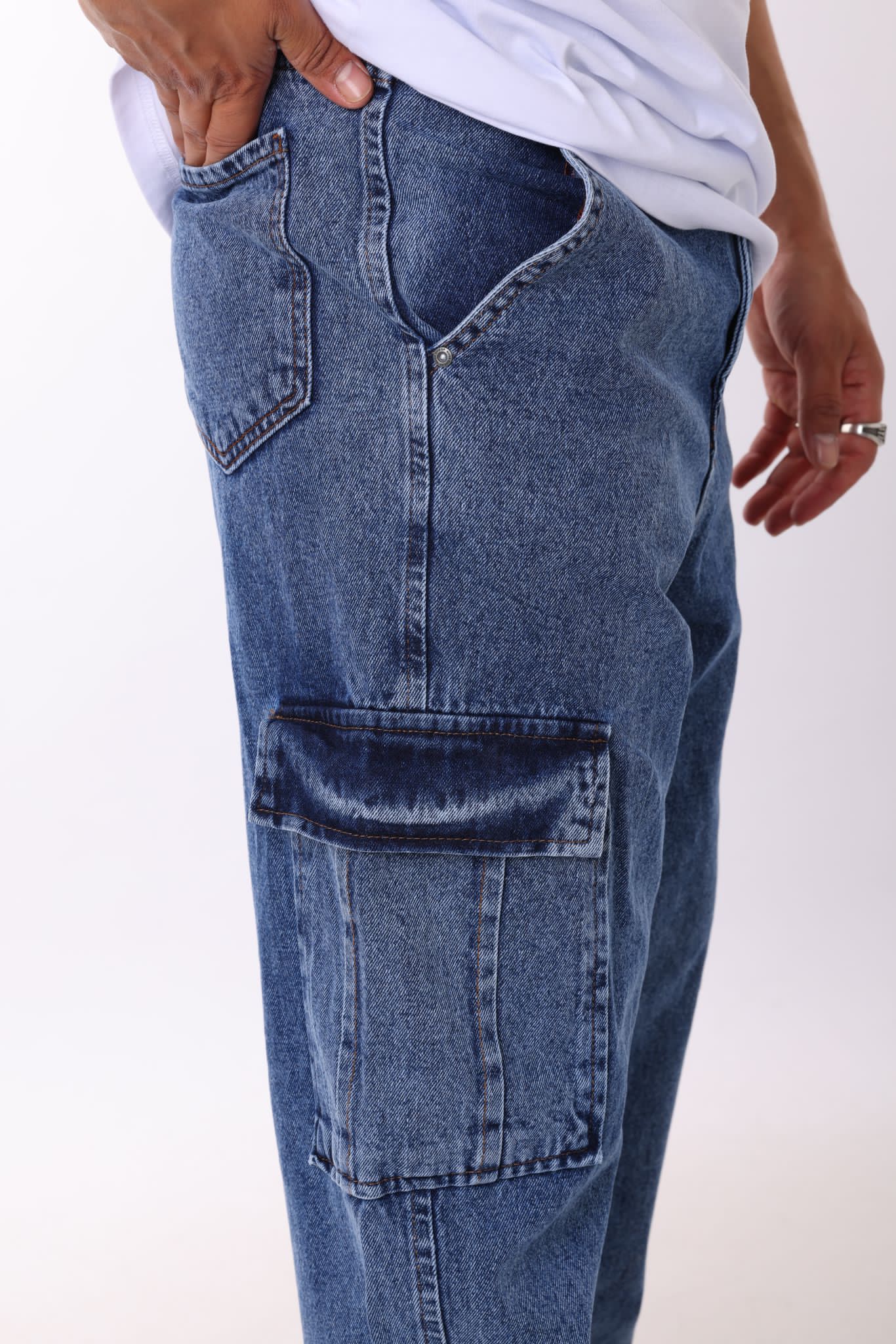 Baggy cargo jeans dark-blue