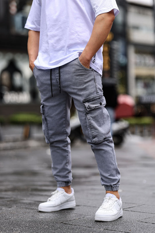 Cargo jeans light grey